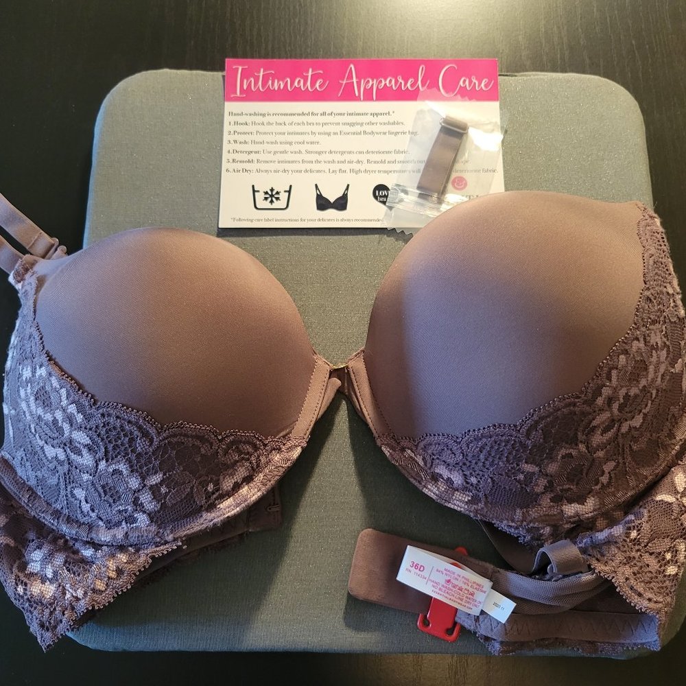 Lace-Trim Push-Up Bra in Mauve Taupe